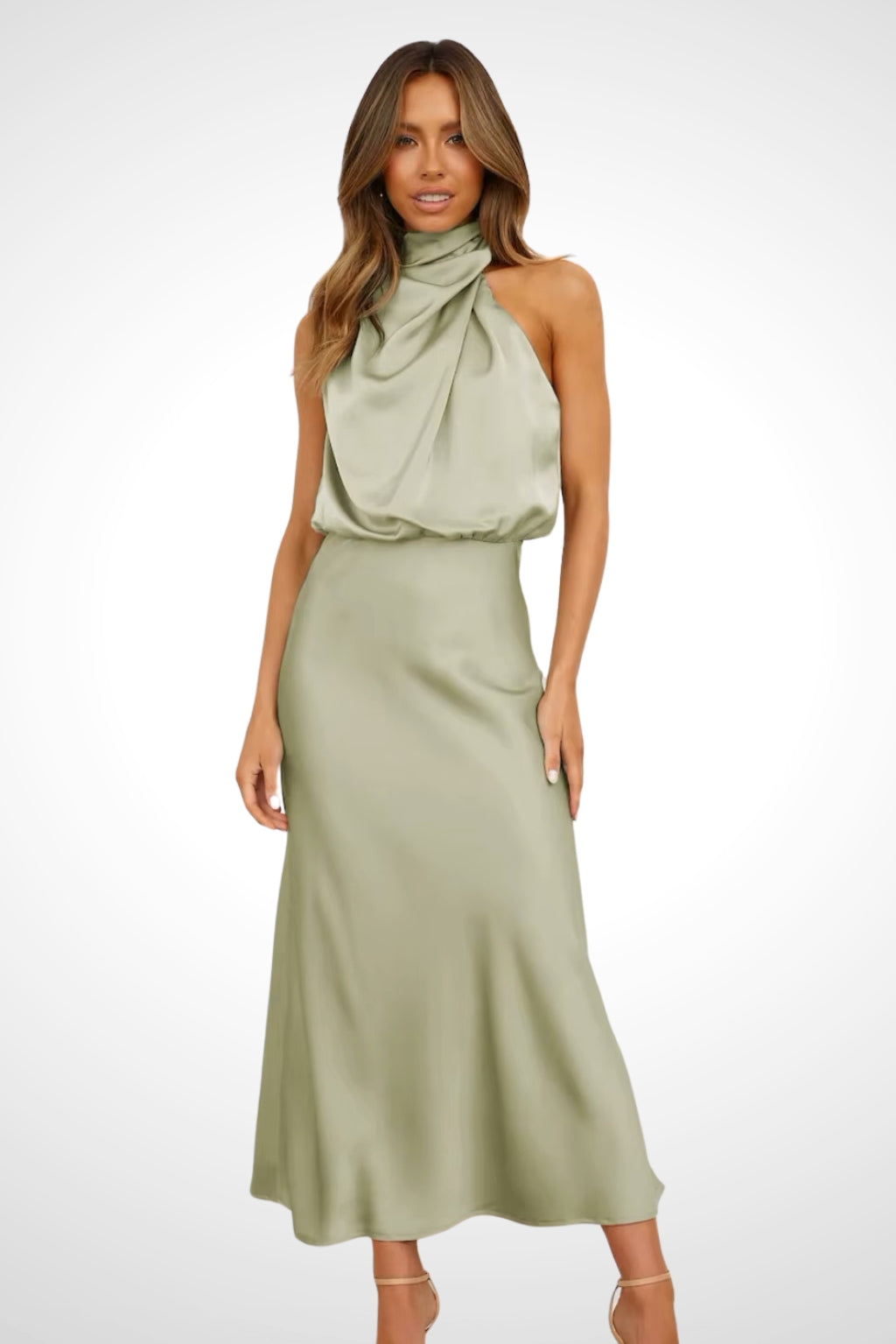 Satin elegance halter dress