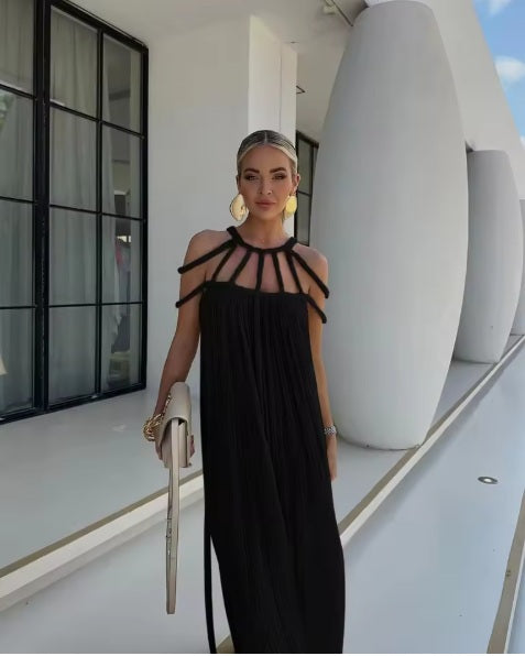 Celeste draped halter dress