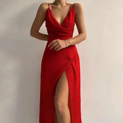 Celeste satin split dress